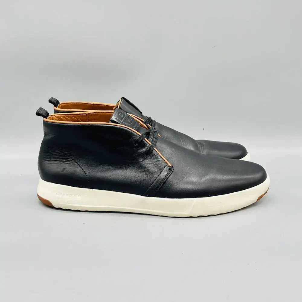 Cole Haan Boots Men 9 Black Leather Grand OS Chukka Casual Sneaker Shoes Comfort